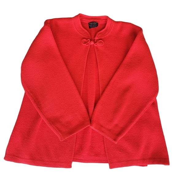 Vintage 90s Newcomer Red Classic Cardigan Sweater Women's Large Red - Picture 4 of 10